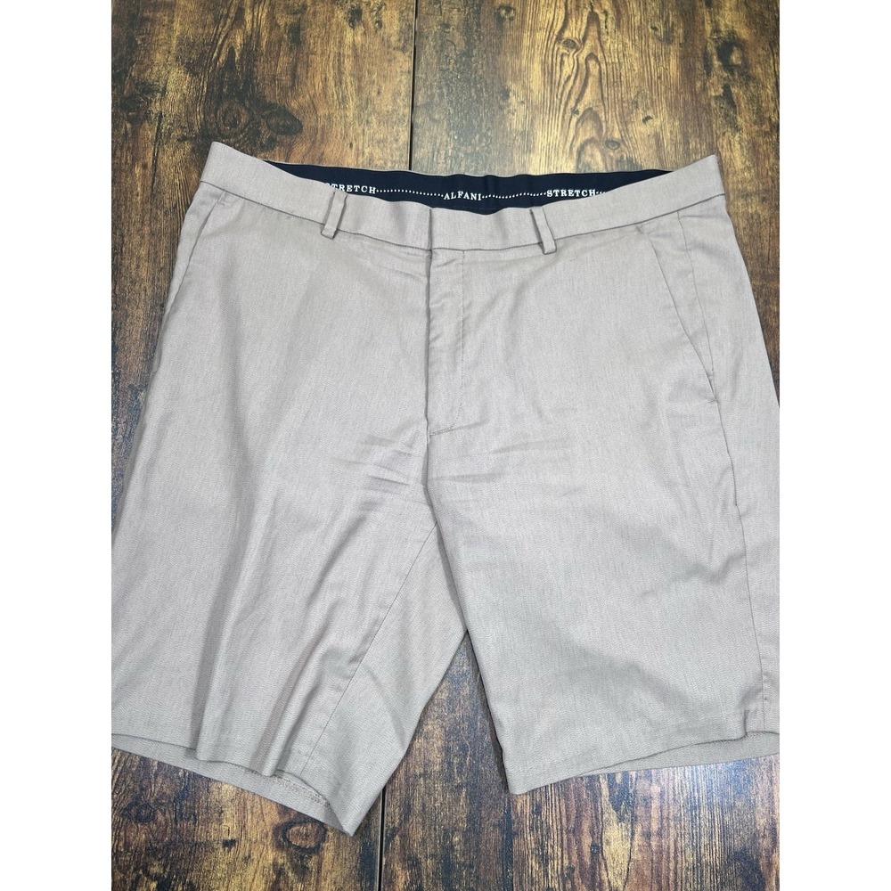 Alfani Mens Tech Shorts Size‎ 36 Khaki Stretch Flat Front Moisture Wicking